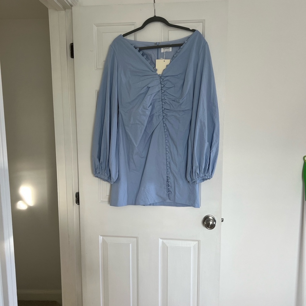 Sabo Skirt Light Blue Ruched Blouse